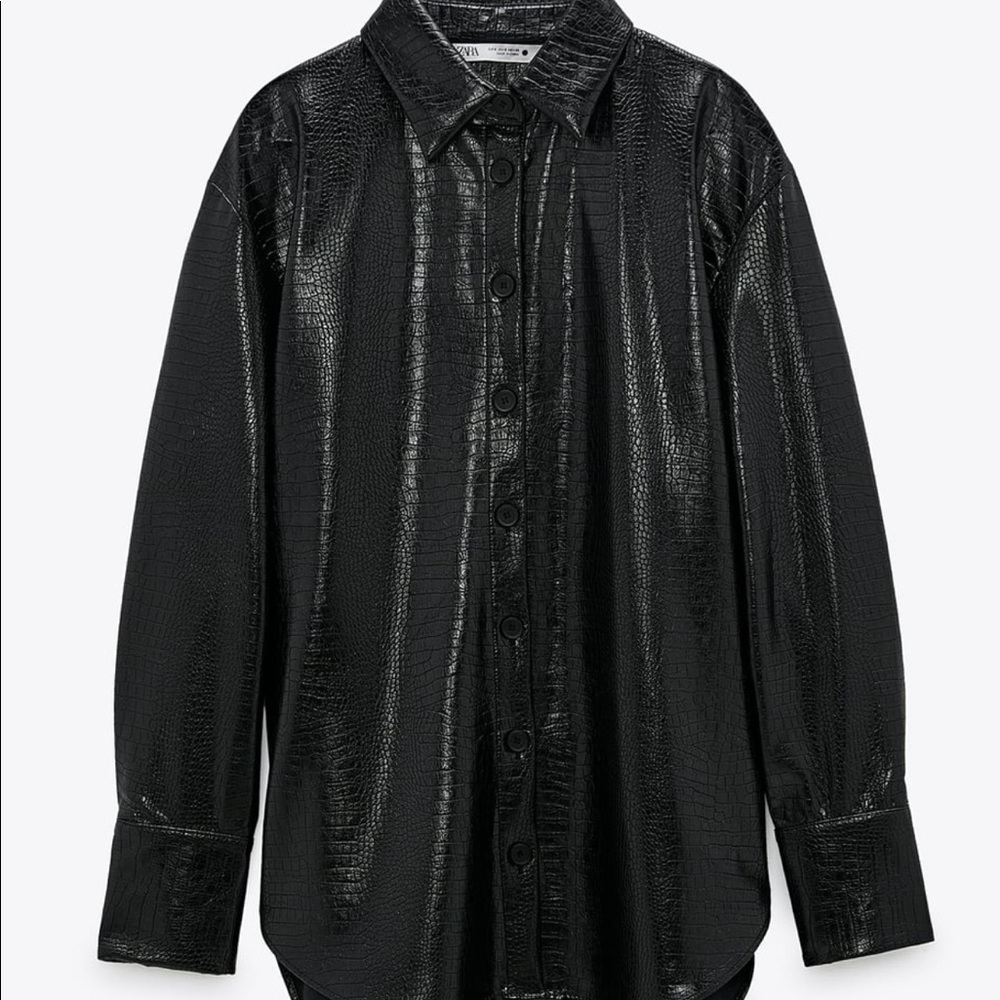 Faux leather over shirt